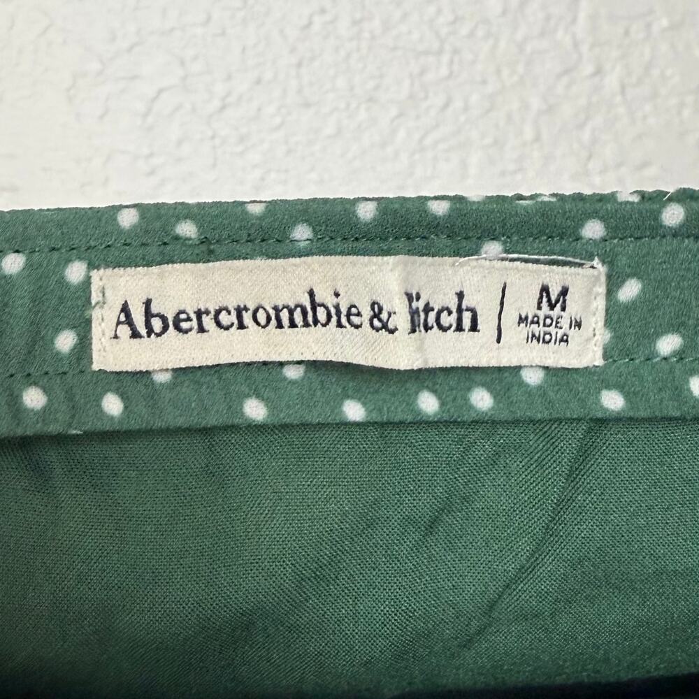 Abercrombie & Fitch Green Polka Dot Midi Skirt Slit Size Medium - Picture 4 of 5